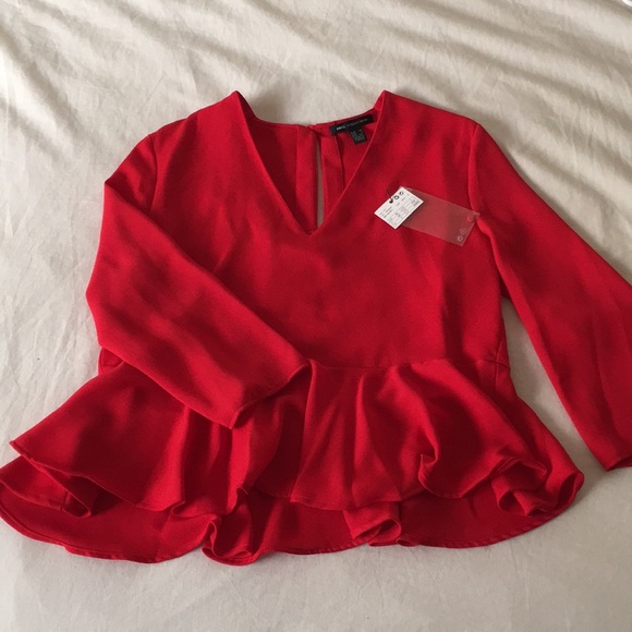 MING Collection Red Top with Waist Ruffle - Picture 3 of 4